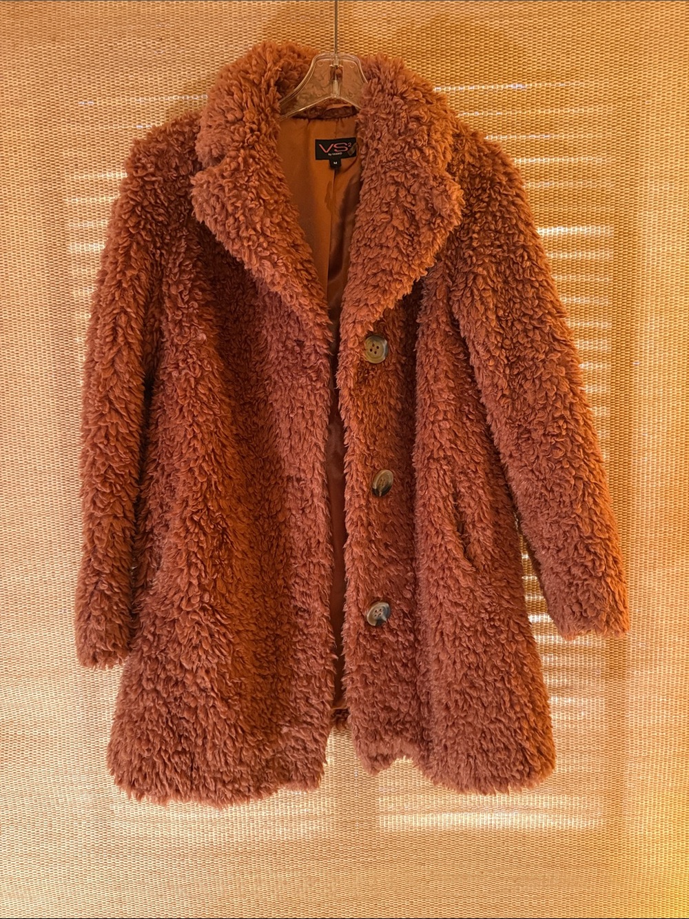 VSX Plush Teddy Coat in Rust Brown